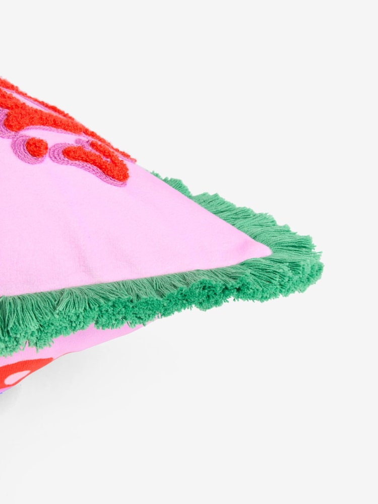 Eleanor Bowmer Who Rules The World Girls Embroidered Fringe Slogan Cushion - Image 6 of 6