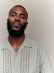 Green 100% Cotton Textured Broderie Short Sleeve Shirt - Image 1 of 5