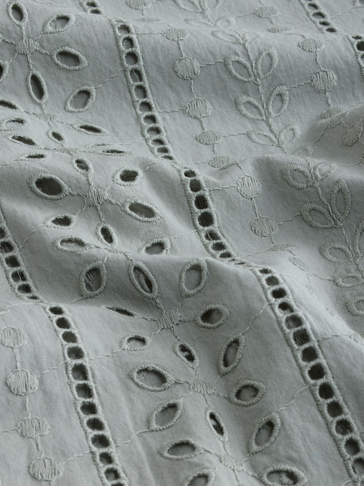Green 100% Cotton Textured Broderie Short Sleeve Shirt - Image 5 of 5