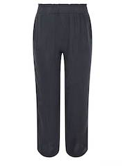 PixieGirl Petite Black Acid Wash Wide Leg 100% Cotton Trousers - Image 5 of 5