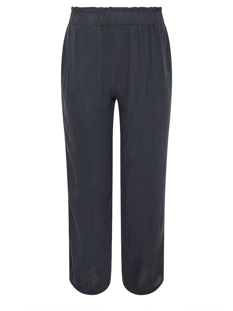 PixieGirl Petite Black Acid Wash Wide Leg 100% Cotton Trousers - Image 5 of 5