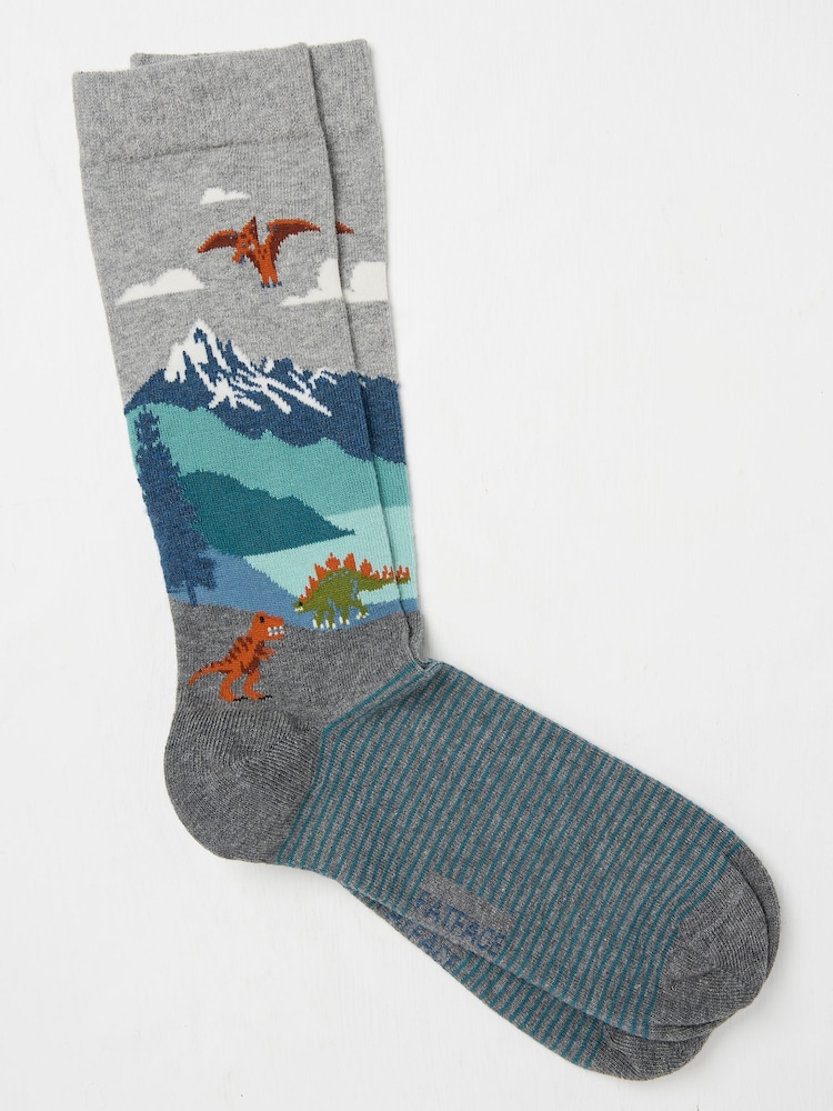 FatFace Grey Dinosaur Men's Socks - Image 1 of 2