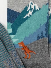 FatFace Grey Dinosaur Men's Socks - Image 2 of 2