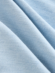 Light Blue 100% Cotton Denim Western Long Sleeve Shirt - Image 9 of 9