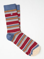 FatFace Blue & Red Men's Striped Socks - Image 1 of 2