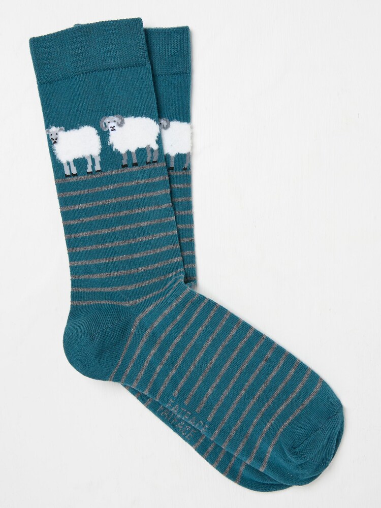FatFace Teal Blue Fluffy Ram Socks - Image 1 of 2