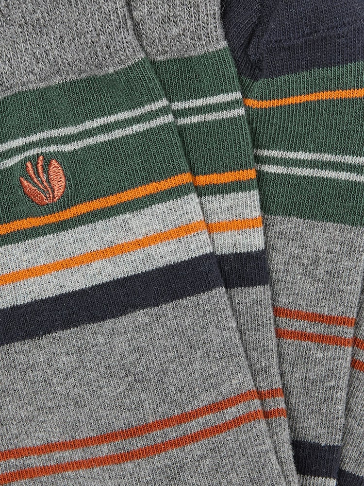 FatFace Grey & Khaki Stripe Men's Striped Socks - Image 2 of 2