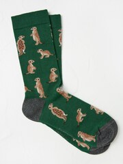 FatFace Green Meercat Socks - Image 1 of 2
