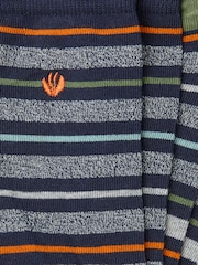 FatFace Navy Blue & Grey Men's Striped Socks - Image 2 of 2