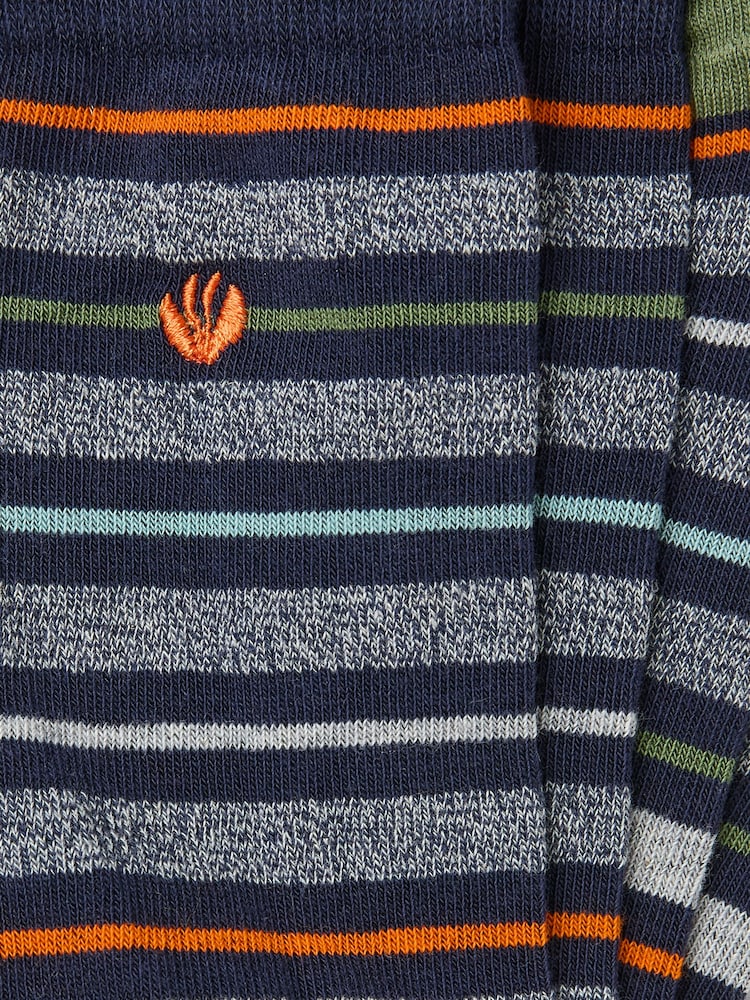 FatFace Navy Blue & Grey Men's Striped Socks - Image 2 of 2