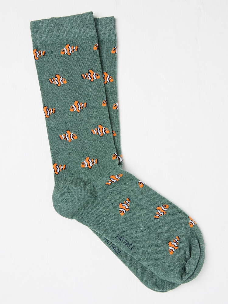 FatFace Green Clown Fish Socks - Image 1 of 2