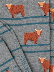 FatFace Grey Highland Cow Stripe Socks - Image 2 of 2