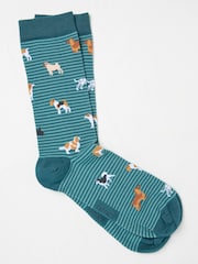FatFace Teal Blue Dogs Men's Socks - Image 1 of 2