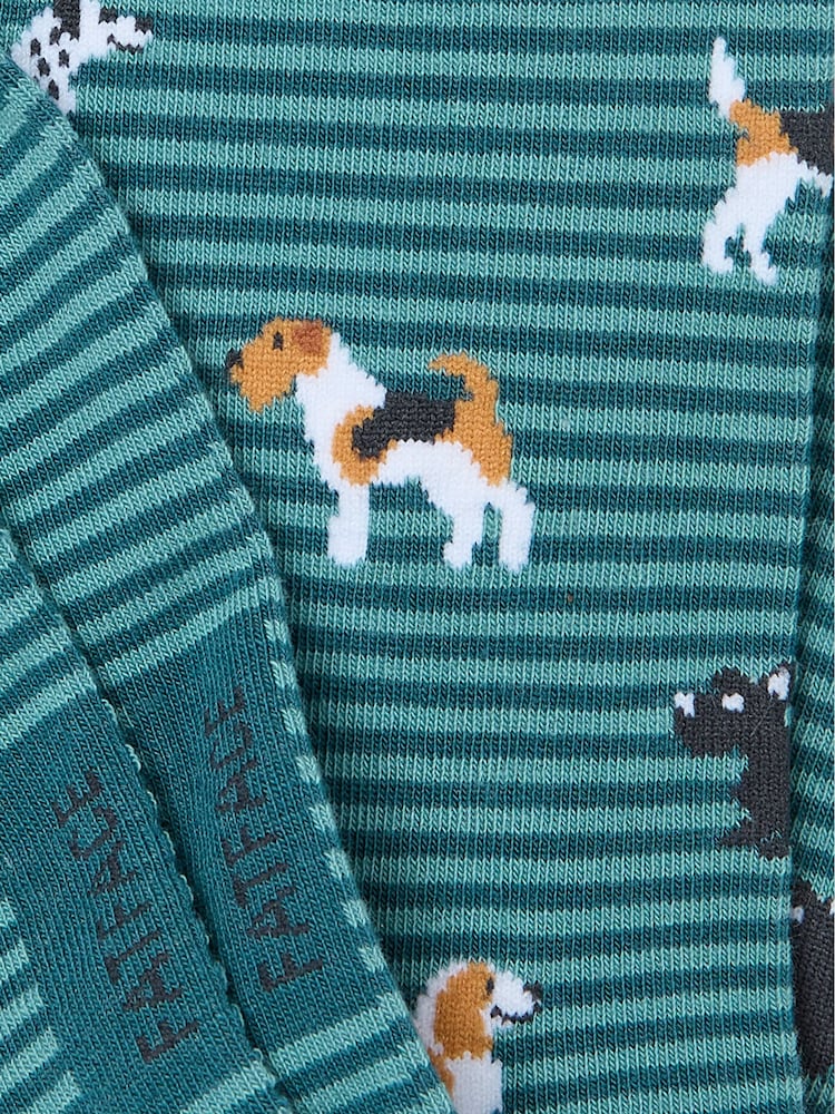 FatFace Teal Blue Dogs Men's Socks - Image 2 of 2