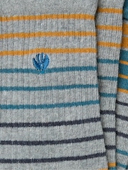 FatFace Grey Men's Striped Ribbed Socks - Image 2 of 2