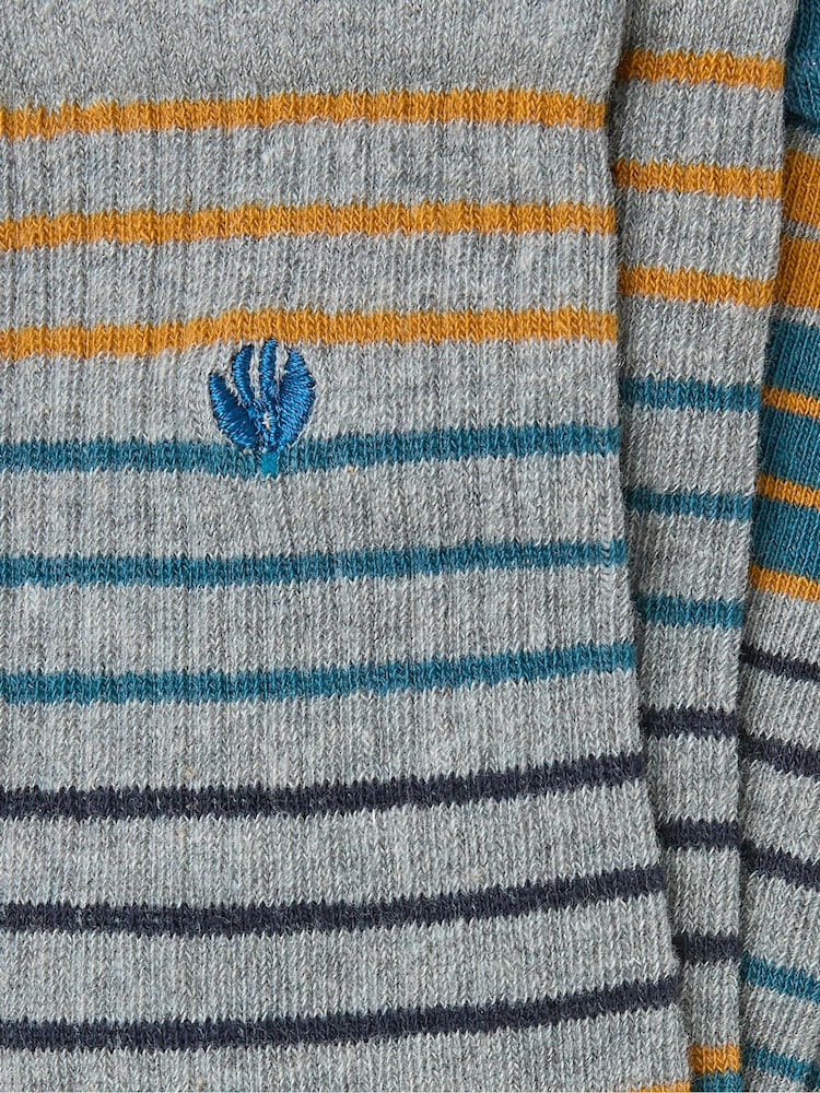 FatFace Grey Men's Striped Ribbed Socks - Image 2 of 2