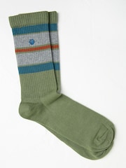 FatFace Green Men's Striped Ribbed Socks - Image 1 of 2
