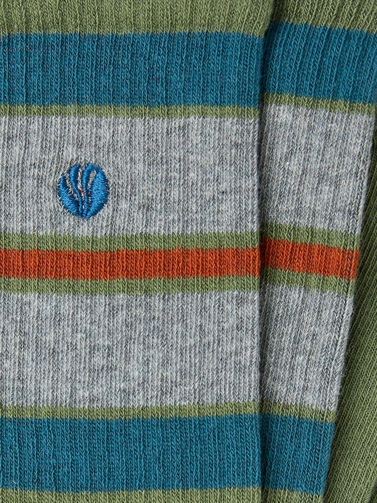 FatFace Green Men's Striped Ribbed Socks - Image 2 of 2
