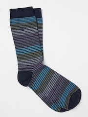 FatFace Navy Blue Men's Striped Socks - Image 1 of 2