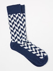 FatFace Navy Cosy Chevron Socks - Image 1 of 2