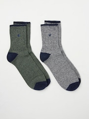 FatFace Green 2 Pairs of Ankle Boots Socks - Image 1 of 2