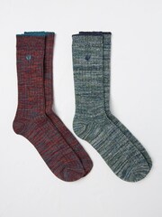 FatFace Multicolour 2 Pairs of Boots Socks - Image 1 of 2