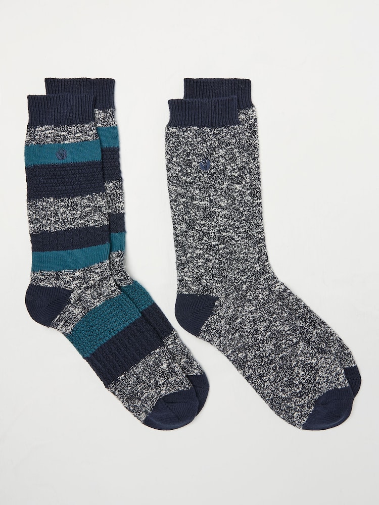FatFace Navy 2 Pairs of Boots Socks - Image 1 of 2