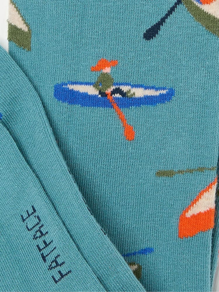 FatFace Teal Blue Canoe Men's Socks - Image 2 of 2