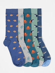 FatFace Multi Sealife 5 Pack Men's Socks - Image 1 of 2