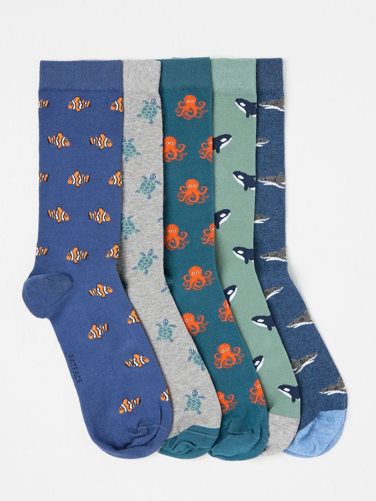 FatFace Multi Sealife 5 Pack Men's Socks - Image 1 of 2
