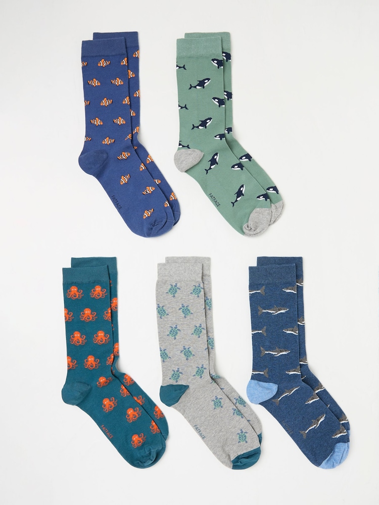 FatFace Multi Sealife 5 Pack Men's Socks - Image 2 of 2