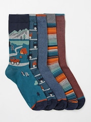 FatFace Multi Off Roader 5 Pack Men's Socks - Image 1 of 2