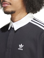 adidas Originals Black/White Adicolor Rugby Polo Shirt - Image 5 of 7