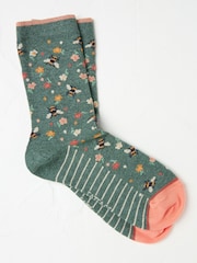 FatFace Green Bee Floral Socks - Image 1 of 2