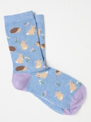 FatFace Blue Bunny & Hedgehog Women's Socks - Image 1 of 2