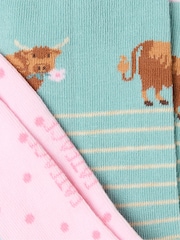 FatFace Green Hetty Highland Cow Women's Socks - Image 2 of 2