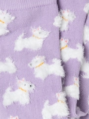 FatFace Lilac Purple Fluffy Westie Women's Socks - Image 2 of 2