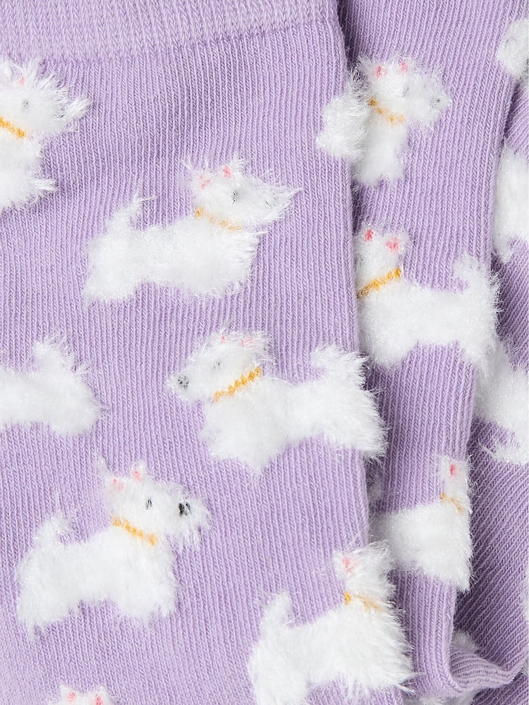 FatFace Lilac Purple Fluffy Westie Women's Socks - Image 2 of 2
