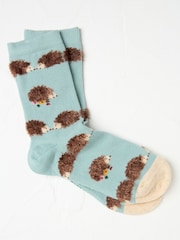 FatFace Blue Fluffy Hedgehog Women's Socks - Image 1 of 2
