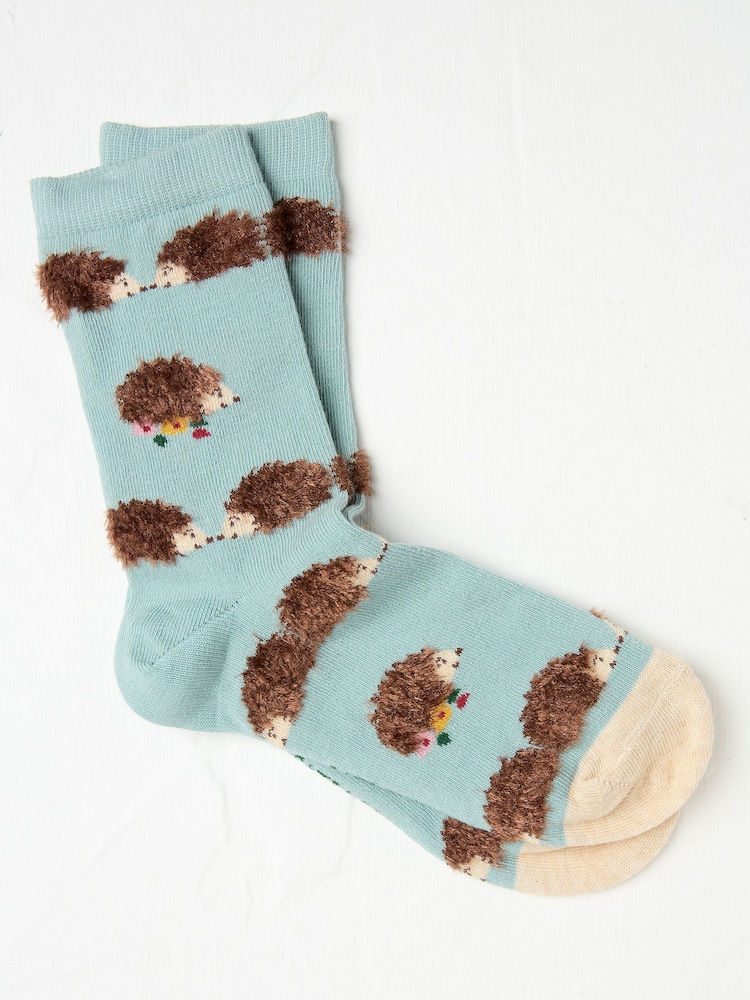 FatFace Blue Fluffy Hedgehog Women's Socks - Image 1 of 2