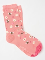 FatFace Pink Daisy Bee Women's Socks - Image 1 of 2