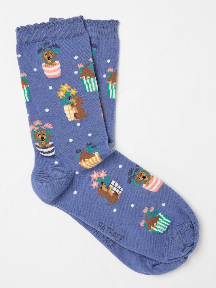 FatFace Blue Garden Dogs Women's Socks - Image 1 of 2