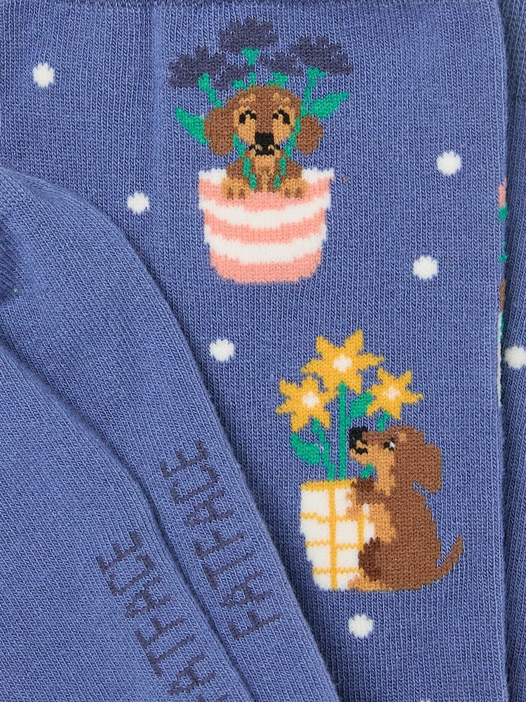 FatFace Blue Garden Dogs Women's Socks - Image 2 of 2