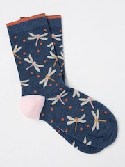 FatFace Navy Blue Dragonfly Women's Socks - Image 1 of 2