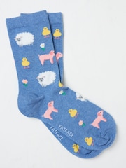 FatFace Blue Farm Animals Women's Socks - Image 1 of 2