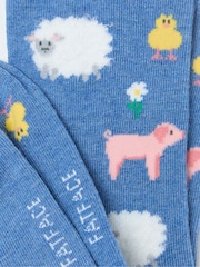 FatFace Blue Farm Animals Women's Socks - Image 2 of 2