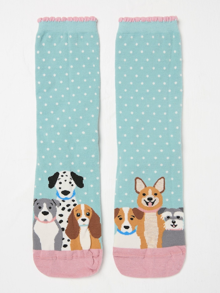 FatFace Teal Blue Dogs Women's Socks - Image 1 of 2
