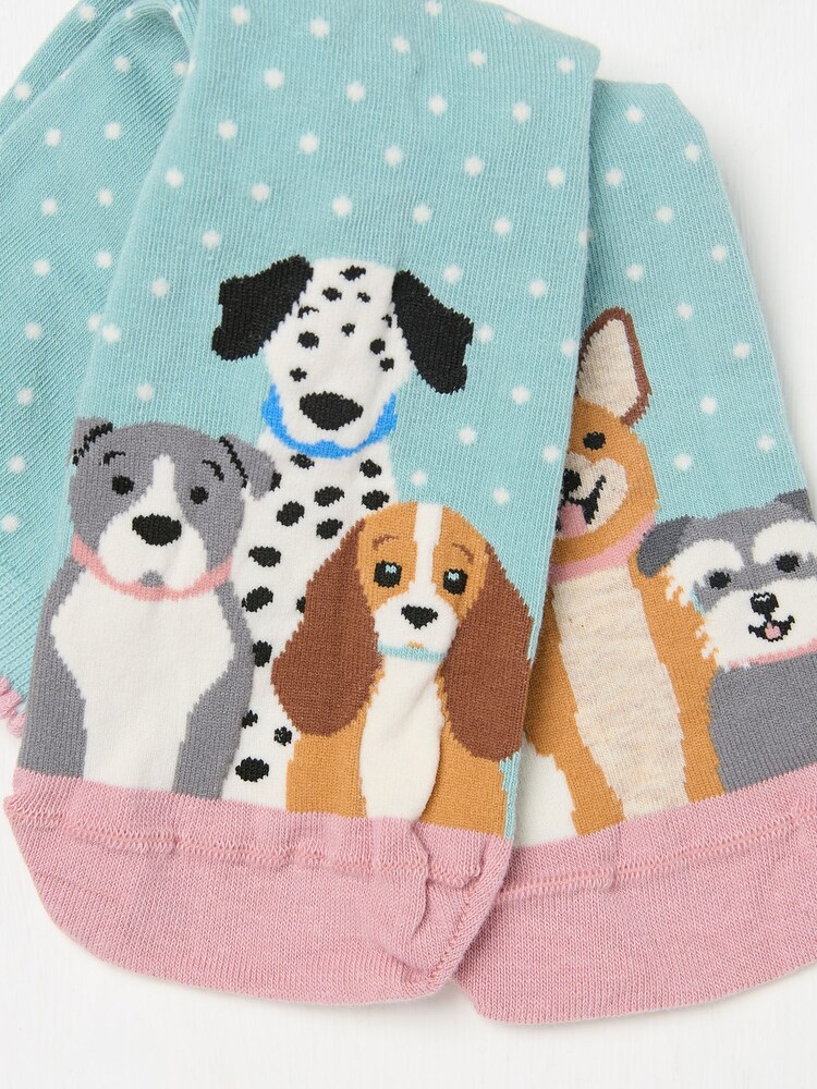 FatFace Teal Blue Dogs Women's Socks - Image 2 of 2 FatFace Teal Blue Dogs Women's Socks - Image 2 of 2