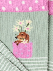 FatFace Green Stripe Dog Women's Socks - Image 2 of 2