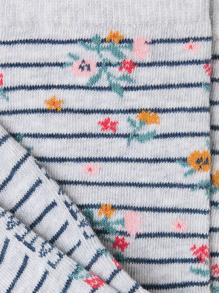 FatFace Grey Stripe Floral Women's Socks - Image 2 of 2